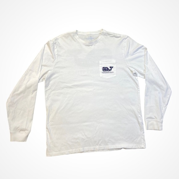 Vineyard Vines Other - Vineyard Vines Mens White Holiday‎ Whale Long Sleeve Pocket T-Shirt L 1V016715
